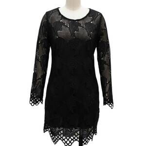 NEW MICHAEL K women's glam lace mini dress in black